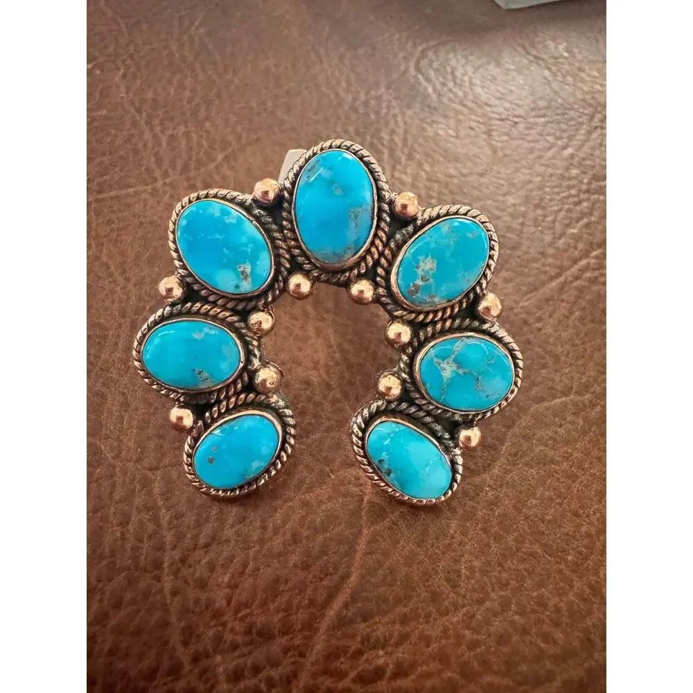 Blue Ridge Turquoise Naja Statement Ring Western Boho NWT